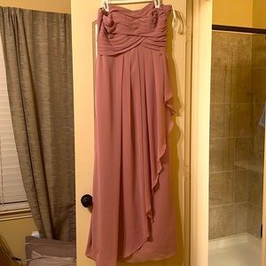 David’s Bridal Long Bridesmaid Dress Size 12 Strapless Color Quartz Pink